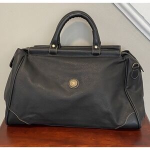 1980's Capezio 1887 Black Leather Pebbled Satchel Similar to Doctors Bag Style